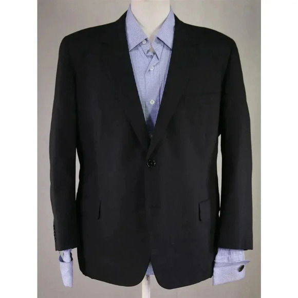 Mitsukoshi Tokyo Bespoke Vintage 1966 Solid Black 2-Btn Wool Blazer 42S - Picture 2 of 8